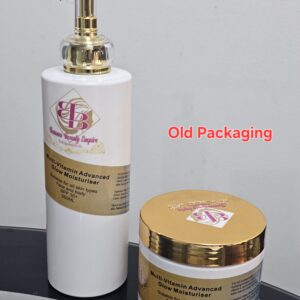 Multi-Vitamin Advanced Glow face and body Moisturiser SPF 30+. 500ml. Now in a big bottle.