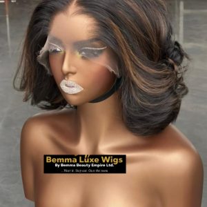 HD lace 9by6 Closure Glueless Elegant Raw virgin human hair layered Bob wig 10inches.250% Density